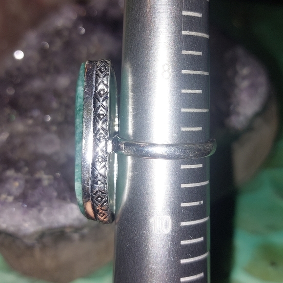 Beautiful Amazonite Silver Ring Size 9 - Picture 5 of 5